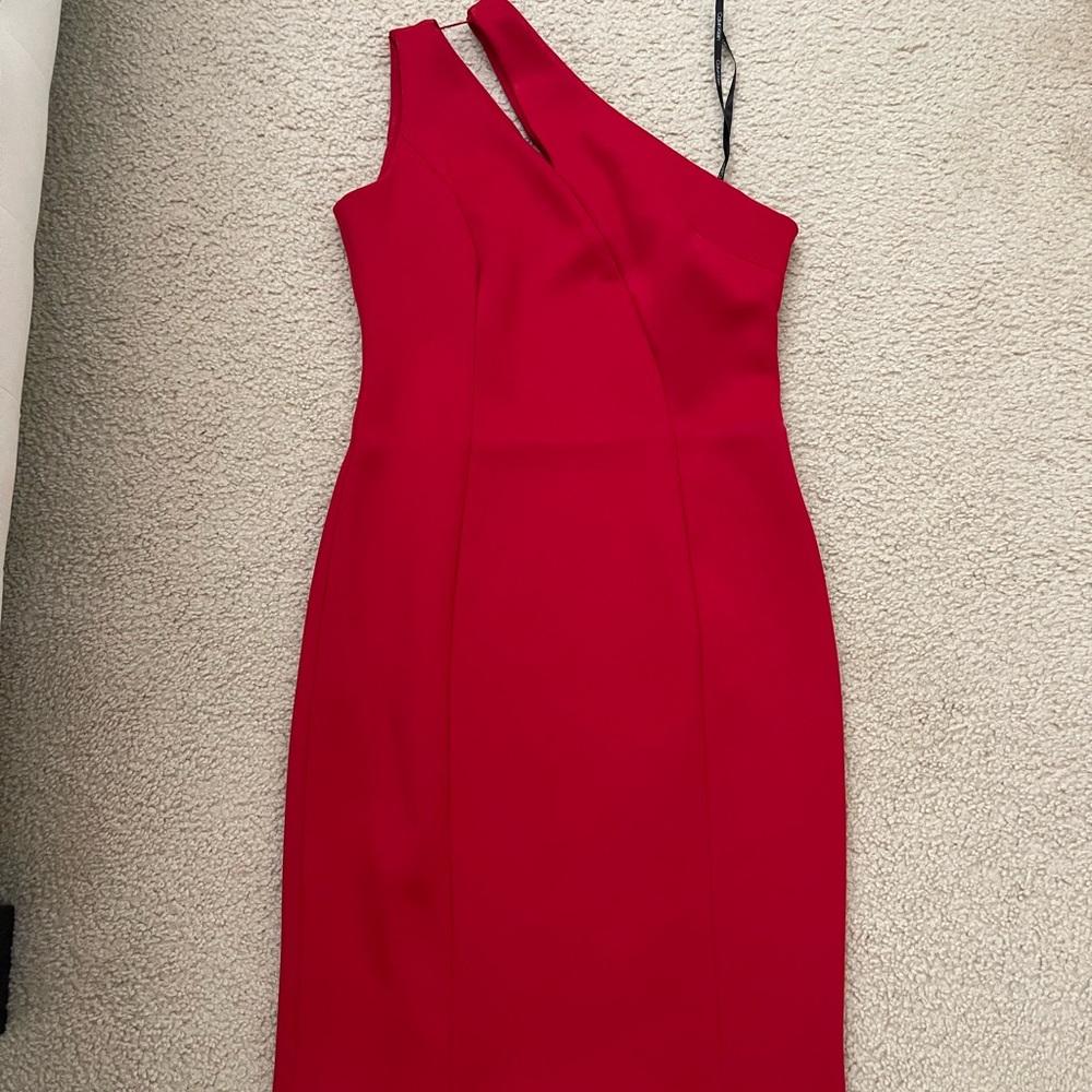 Calvin Klein red one shoulder dress